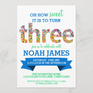 Convite Tema de aniversário de 3 anos de Festa de Tema Can