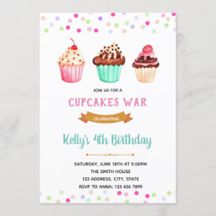 Convite Tema de aniversário de Cupcakes de guerra