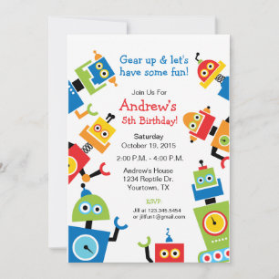 Convite Tema de Aniversário de Festa de Robô