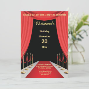 Convite Tema de Aniversário de Filme do Tapete Vermelho
