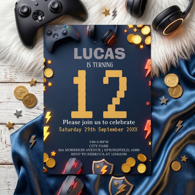 Convite Tema de Aniversário de Jogos Modernos (Criador carregado)