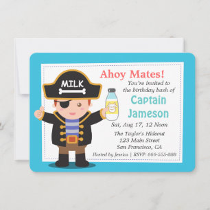 Convite Tema de Aniversário de Menino Capitão Pirata Diver