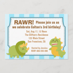 Convite Tema de Aniversário - Dinossauros Fofos