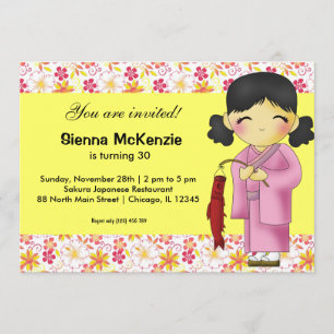 Convite Tema de aniversário do Japão