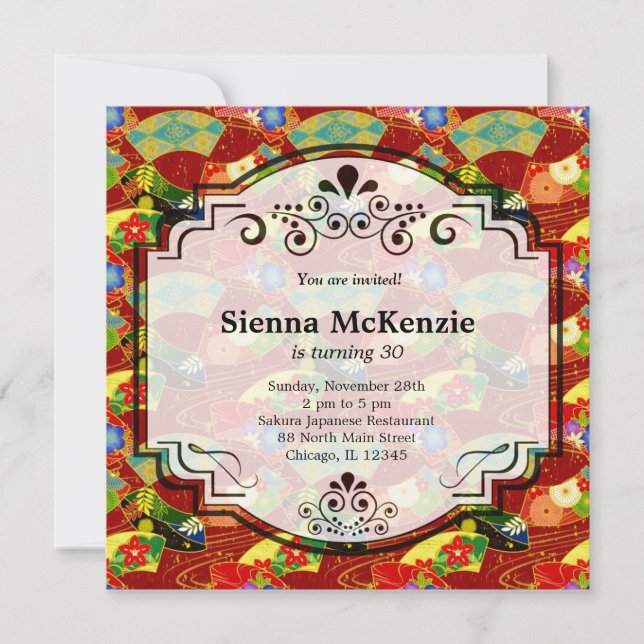 Convite Tema de aniversário do Japão (Frente)