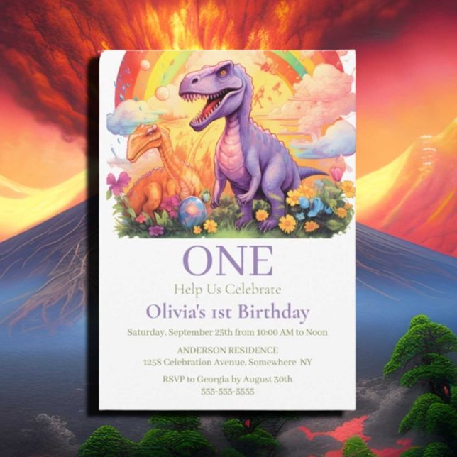 Convite Tema de aniversário dos dinossauros arco-íris (If you have any questions or need assistance with anything, feel free to reach out. We're thrilled t)