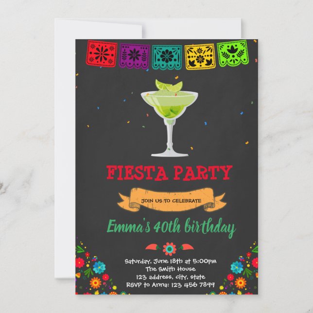Convite Tema de aniversário Margrita fiesta (Frente)