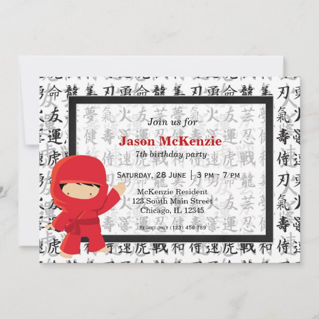 Convite Tema de aniversário Ninja (Frente)