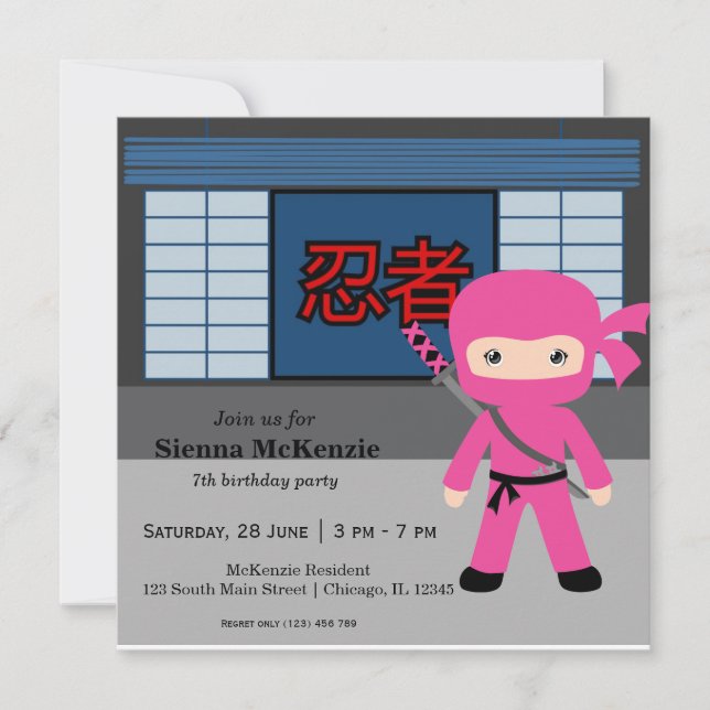 Convite Tema de aniversário ninja (Frente)