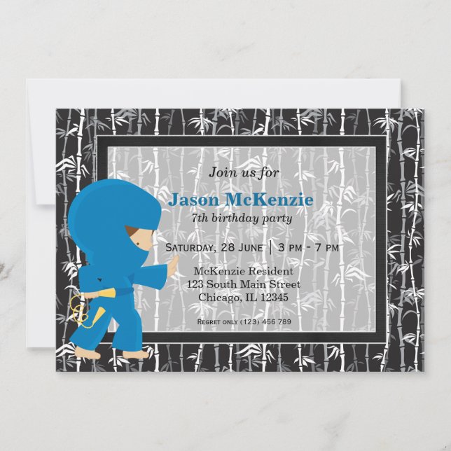 Convite Tema de aniversário Ninja (Frente)