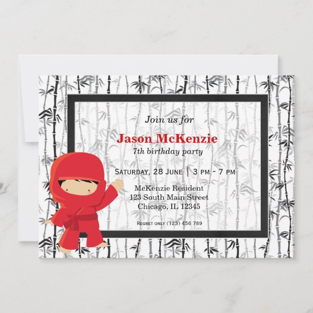 Convite Tema de aniversário Ninja (Frente)