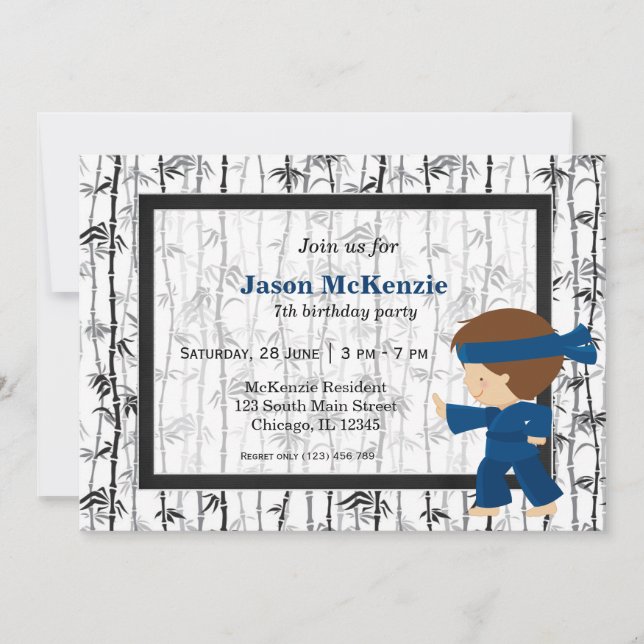 Convite Tema de aniversário Ninja (Frente)