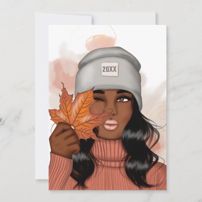 Convite Tema de Ano Novo Aconchegante de Outono Festa (Frente)