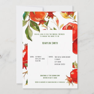 Convite Tema de aquarela de romãs Cores brilhantes