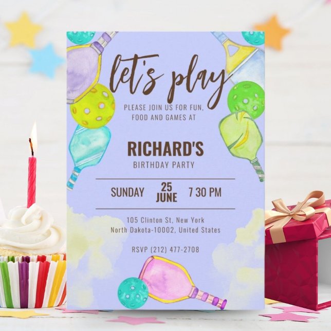 Convite Tema de Aquarela Festa de aniversário Azul (Criador carregado)