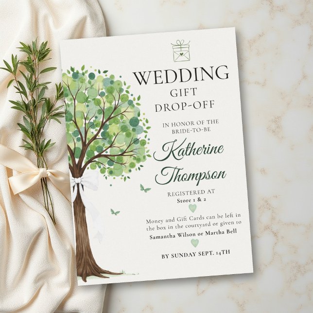 Convite Tema de Árvore do Dinheiro Presente Comunitário Ch (money tree wedding couple shower community gift drop off classy modern elegant)