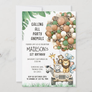 Convite Tema de Balão Branco Verde Chamado Personalizado