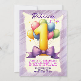 Convite Tema de Balão de 1º Aniversário