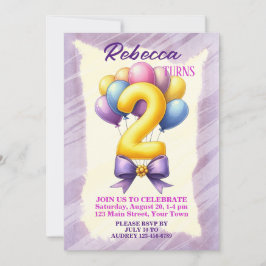 Convite Tema de Balão de Aniversário de 2 Anos