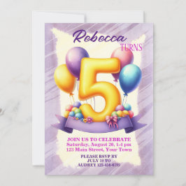 Convite Tema de Balão de Aniversário de 5 anos