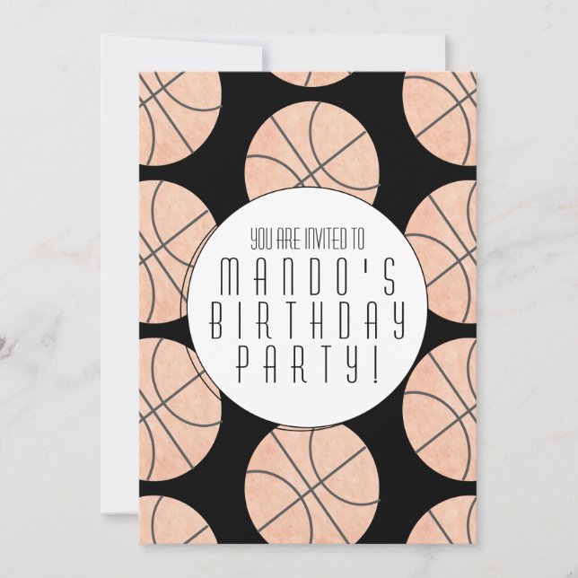 Convite Tema de basquete Festa de aniversário desportiva a (Frente)