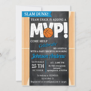 Convite Tema de Basquete Pessoal para Chá de Bebê Slam Dun