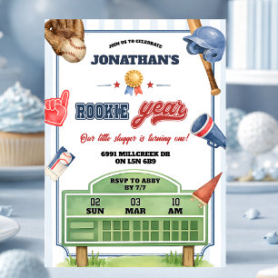 Convite Tema de beisebol Ano de iniciante Primeiro anivers