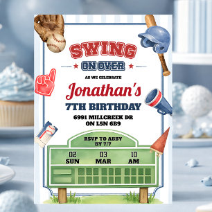 Convite Tema de beisebol Swing On Over Aniversário