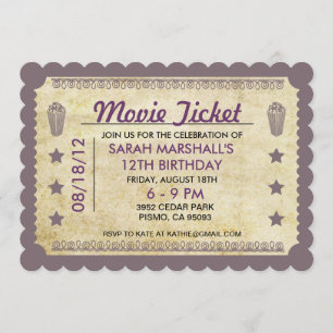 Convite Tema de Bilhete de Cinema