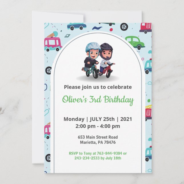 Convite Tema de brinquedo de criança especial de aniversár (Frente)