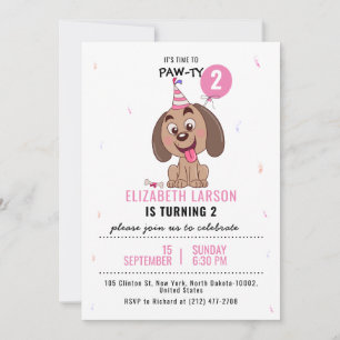 Convite Tema de Cachorrinho Celebração de Aniversário Infa