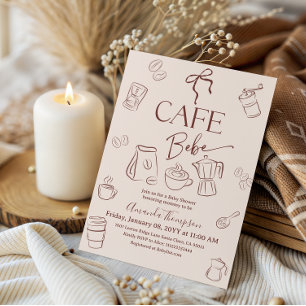 Convite Tema de Café Bege Arco Café Bebe Chá de Bebê