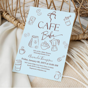 Convite Tema de Café Café Azul Bebe Menino Churras de Bebê