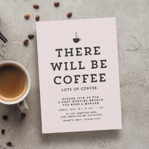 Convite Tema de café cor-de-rosa, bonitinho, brunch, poste