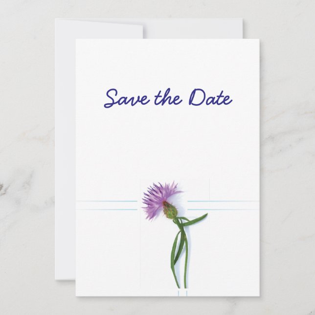 Convite Tema de Cardo de Casamento Celta Escocês Salve a D (Frente)