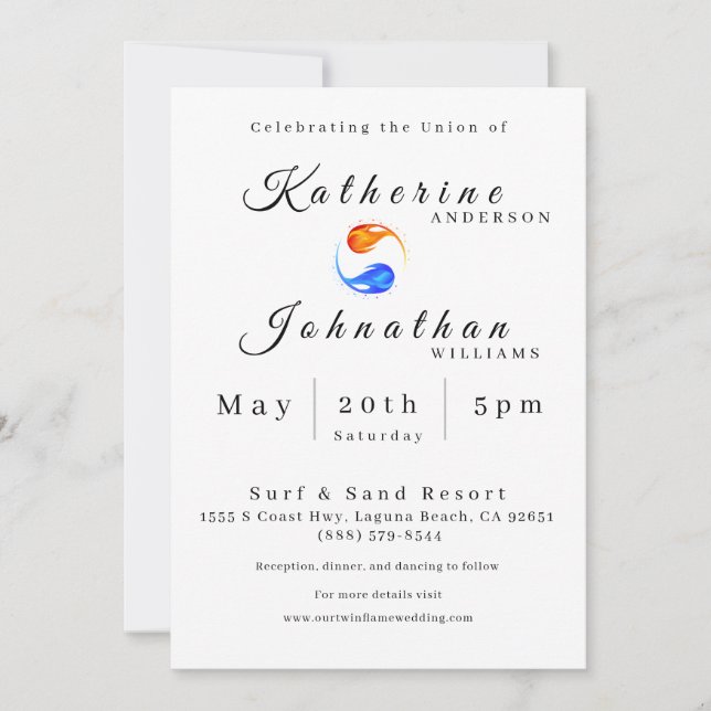 Convite Tema de Casamento com Chama Gêmea- (Frente)