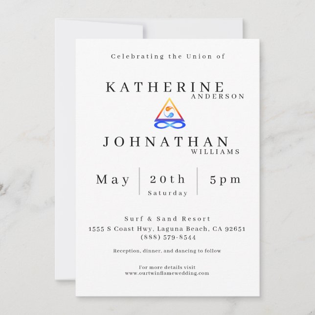 Convite Tema de Casamento com Chama Gêmea- (Frente)