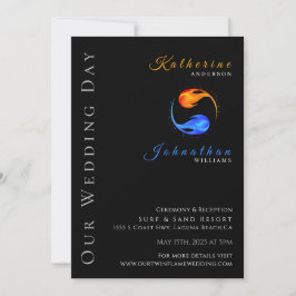 Convite Tema de Casamento com Chama Gêmea - Preto-