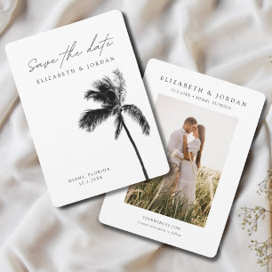 Convite Tema de Casamento da Árvore Palm Minimalista Salva