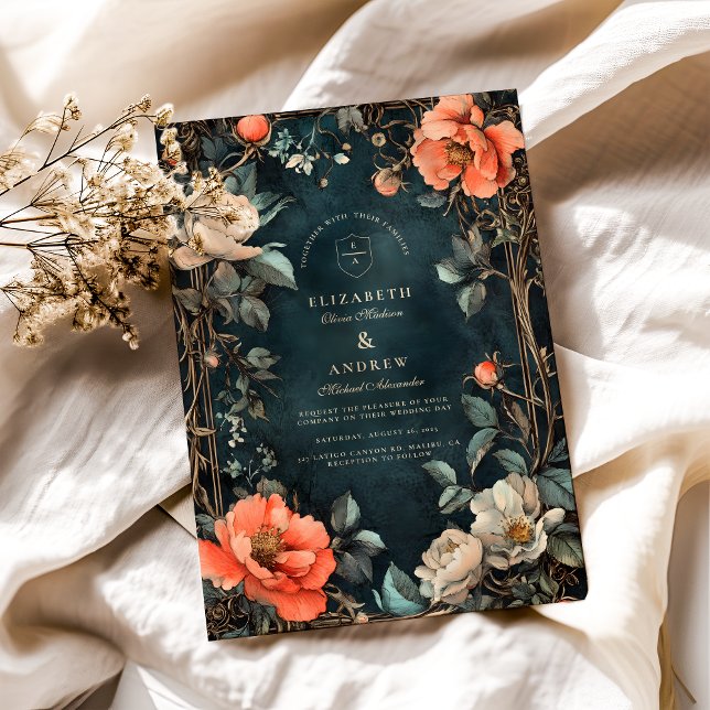 Convite Tema de Casamento de Elegância Escura (Criador carregado)