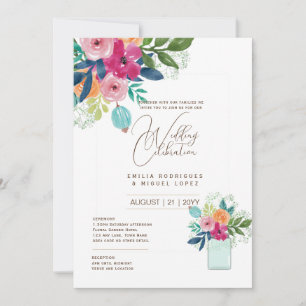 Convite Tema de casamento de jardim micro floral bonito de
