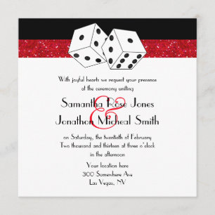 Convite Tema De Casamento De Las Vegas Ruby Red Faux Glitt
