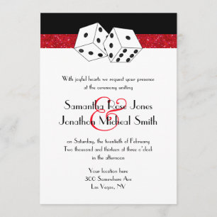 Convite Tema De Casamento De Las Vegas Ruby Red Faux Glitt