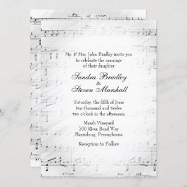 Convite Tema De Casamento De Música Da Folha Tradi