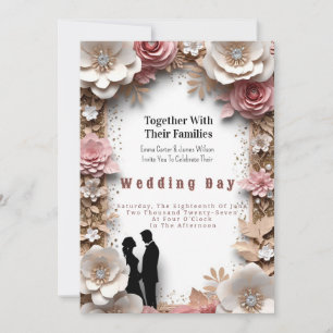 Convite 🌸 Tema de Casamento de Primavera Floral Pêssego �