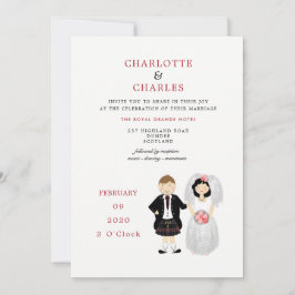 Convite Tema de Casamento do Tartan escocês e nobre