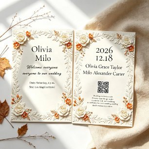 Convite Tema de casamento Flor de Outono