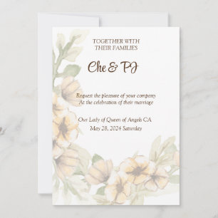 Convite Tema de Casamento Floral Amarelo