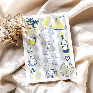 Convite Tema De Casamento Italiano Desenhado À Mão