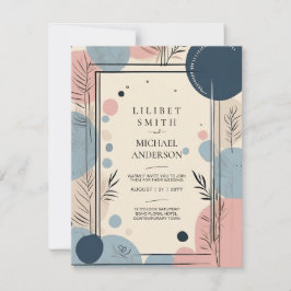 Convite Tema de Casamento Japandi Escandinavo Azul